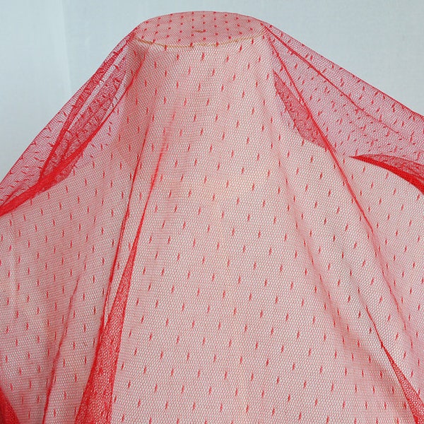 Lace Fabric Red Dots Tulle Bridal Lace Fabric Wedding Fabric Headband Fabric 63" width 1 yard