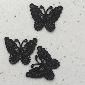 5pcs Lace Applique Black Butterfly Floral Applique Collar Altered Clothing Sewing