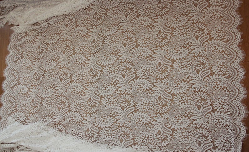 1 yard Lace Fabric Ivory Graceful Eyelash Bridal Wedding Fabric Headband Fabric 59 width image 4