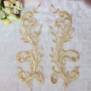 1 pair Gold Baroque Retro Venice Alencon Lace Appliques Flowers Embroidered Patch Wedding Supplies Bridal Veil