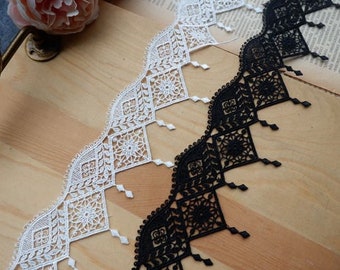 Lace trim Unique tassel  diamond fringed lace Venetian lace for wedding veil belt lace trim BY THE YARD 5.6cm width