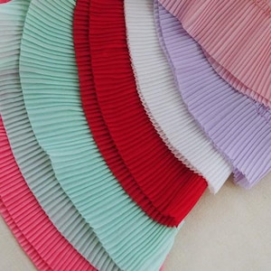 7 Colors Lace Trim 120D Chiffon Accordion Pleated Ruffled Floding Lace Chiffon Lace Multicolor Pleated Accordion Lace Doll Dress 6.5cm width