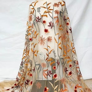 Lace Fabric Brown Tulle Leaf Floral Exquisite Embroidery  Exquisite Bridal Wedding Headband Tutu Dress Party Decoration