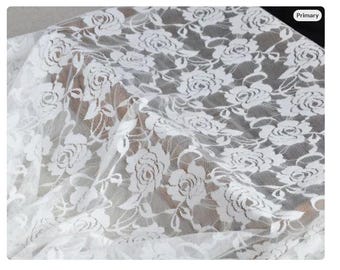 Tissu dentelle ivoire noir rose fleur tissu de dentelle de mariée extensible tissu de mariage bandeau tissu 55,18 po. largeur 1 mètre