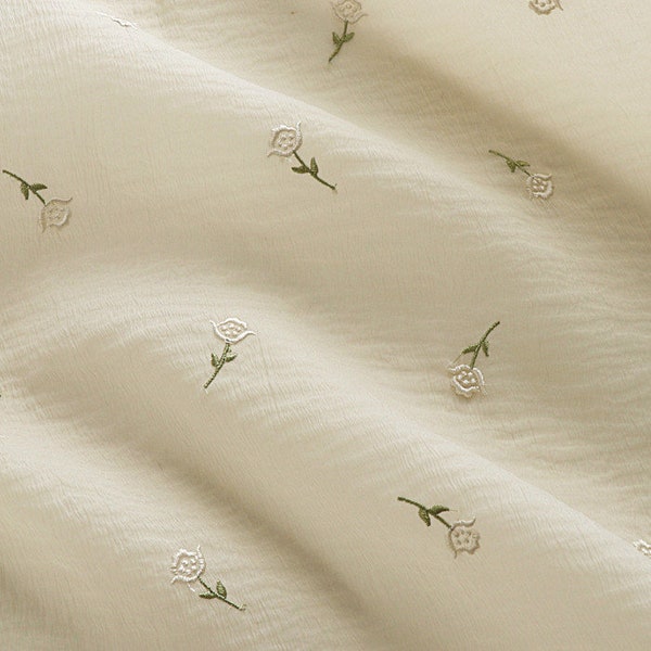 1 yard Imitation de soie plissé plissé tissu plié abricot petit floral exquis mariage tissu jupe tissu bandeau 59 « largeur