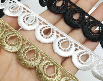 3 yards Gold Flower Exquisite Alice Alencon Lace Trim Embroidered Floral Retro Wedding lace 0.78 Inches Wide