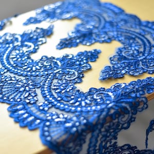 13 colori blu reale bianco puro paillettes fiore pizzo Alencon ricamato veli da sposa bordo pizzo ricamo floreale 9,8&quot; di larghezza