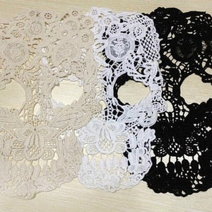 1pc Big Skull Lace Appliques Embroidery Patches Punk Trim venice lace applique