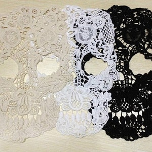 1 pc grosse tête de mort appliques de dentelle patchs de broderie bordure punk applique de dentelle de venise