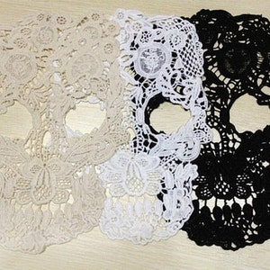 1x Big Skull Lace Applikationen Sticken Patches Punk Borte Venedig Spitze Applikation