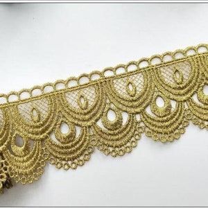 Scalloped gold Venetian lace trim lace gold-tone lace-trimmed gold-trimmed lace trim, wedding, s, dress trim 1 yards 2.16 inches width