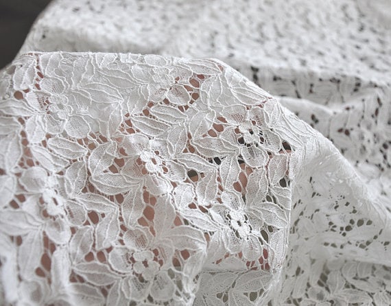 White cotton lace fabric by the yard deals