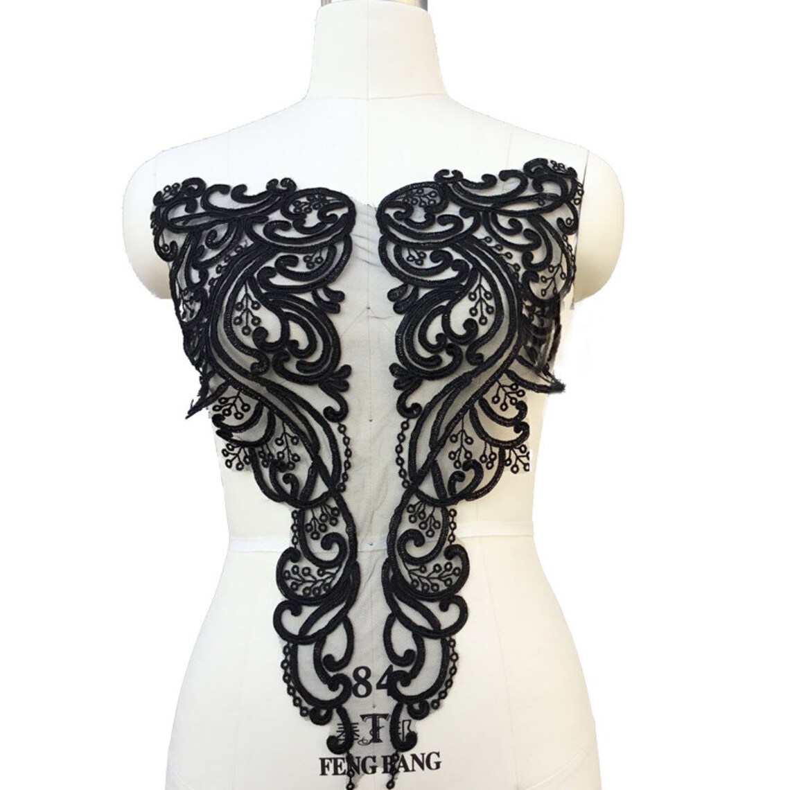 1 Pair Ivory Black Flower Embroidery Alice Lace Super Luxury Etsy