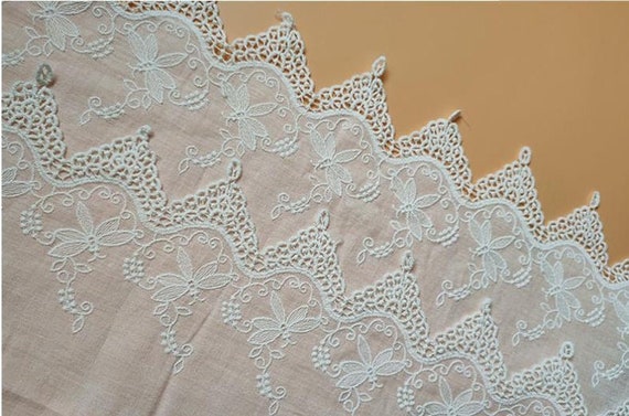 Gray-white Fan-shaped Pure Cotton Trim With 9.8-inch Wide Lace 1 Yard 