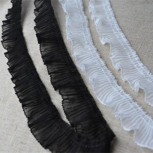 2 Yards White Black Composite Wire Pleated Lace Trim for - Etsy