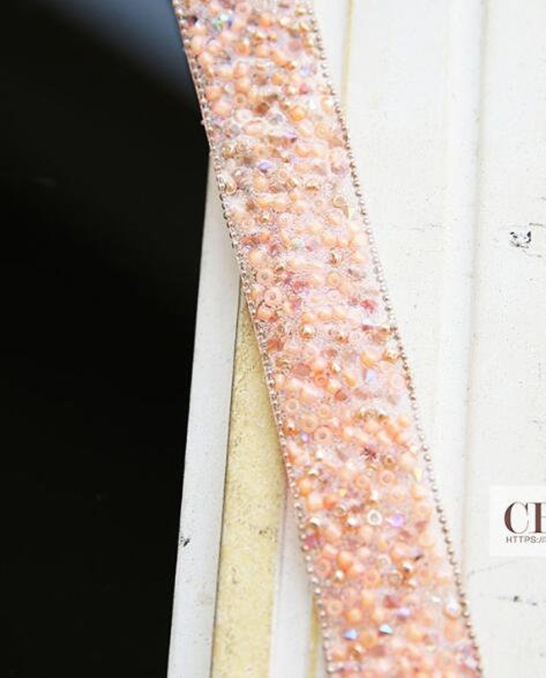 Dentelle de strass garniture ceinture rose appliqué fer appliqué appliqué couture rose ceinture dentelle garniture cousue garniture strass garniture cristal pierre précieuse image 2