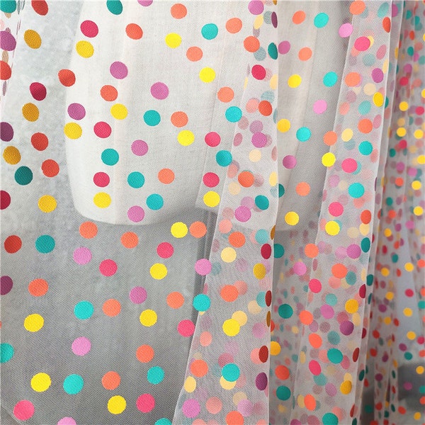 Exquis coloré Polka Dots Ivoire Noir Tulle Dentelle Tissu Exquis Bridal Mariage Dentelle Bandeau Tissu 59 « largeur 1 yard