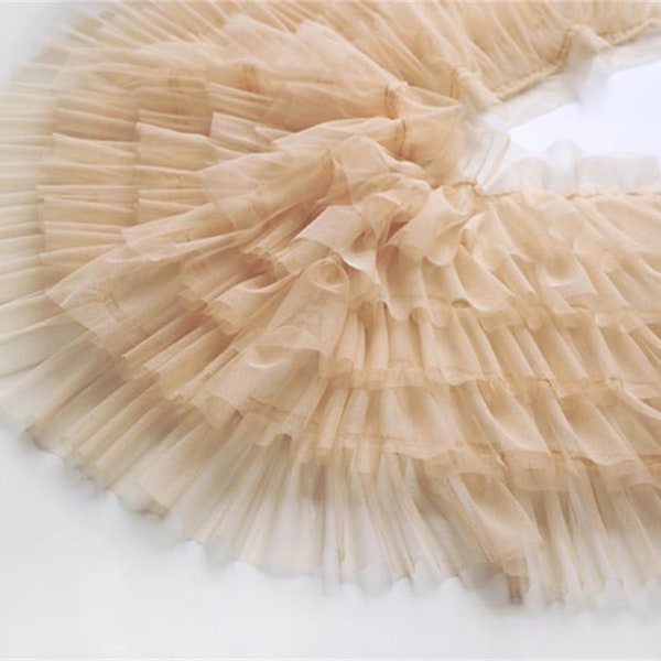 15 colors apricot ruffled tulle trim, pink pleated mesh trim, tutu dress fabric, ruffle mesh, doll dress fabric, wedding decors