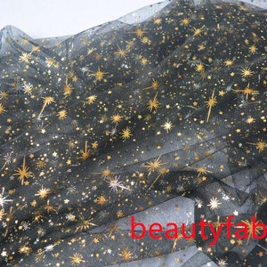 5 colors 1 yard Lace Fabric Gold Glitter Star Irregular Star Mesh Tulle for Wedding Bridal DIY Doll Dress, Veil, Headband, Baby Dress