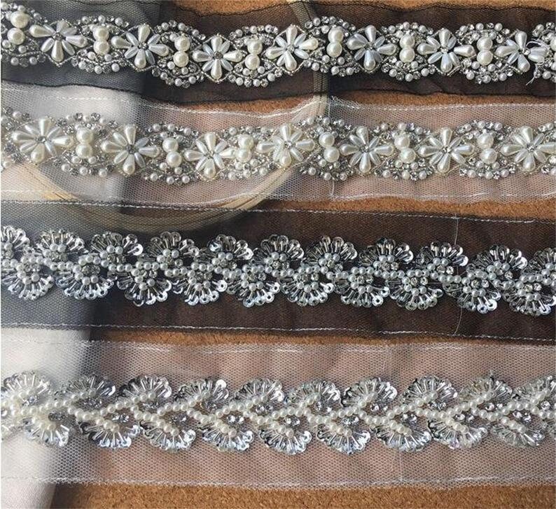 Beaded Trims Lace Beaded Trimming for Bridal Bridesmaid Gown Etsy