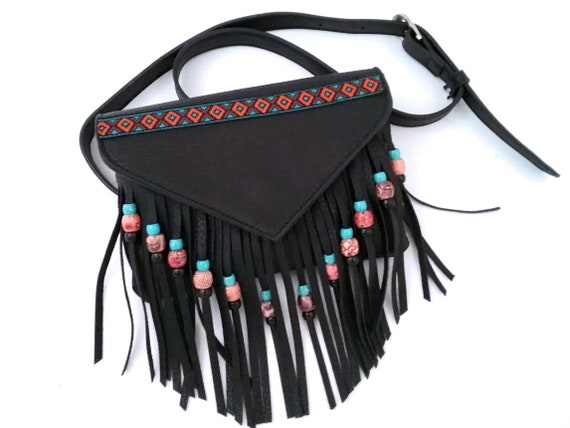 White NGIL Fashion Faux Leather Mini Purse With Fringe Tassel