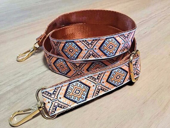 Long Adjustable Crossbody Strap for Shoulder Bags, Aztec Braid