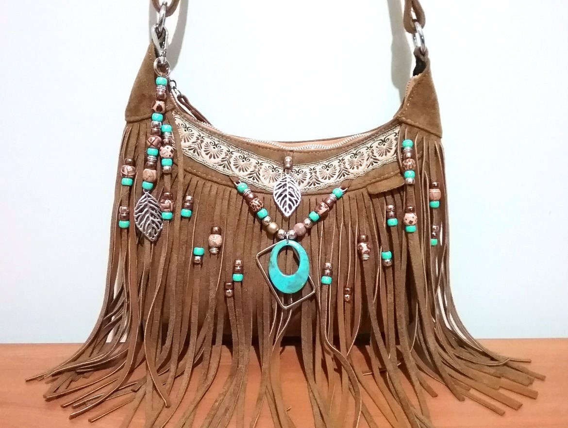 Sweet Perspective Faux Leather Fringe Purse in Khaki