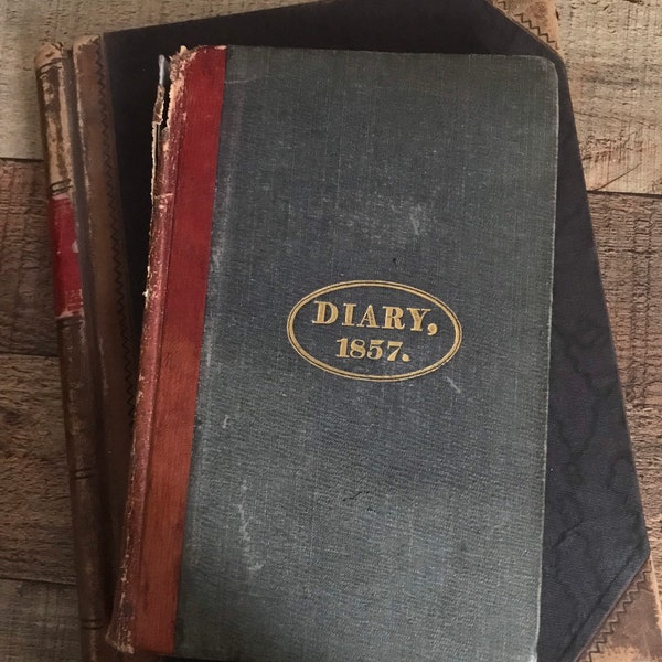 A Beautiful Antique 1911 Ledger And An 1857 Diary.