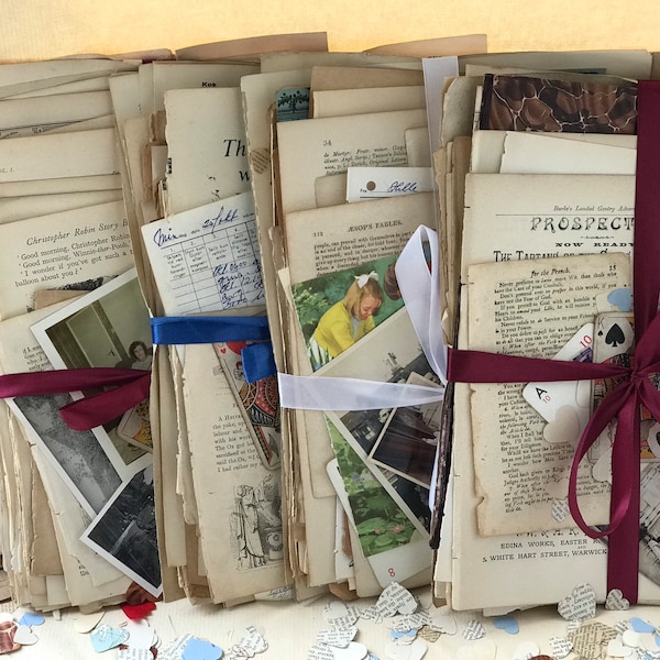 Bundle Of Over Fifty Vintage And Antique Book Pages & Pieces Of Ephemera for Junk Journaling, Scrapbooking And Other Papercraft Projects