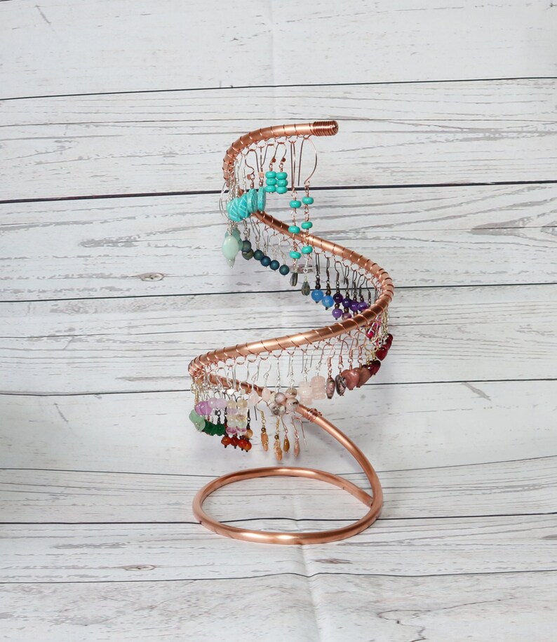 Copper Spiral Earring Display Stand Cascade Holds 60 Etsy UK