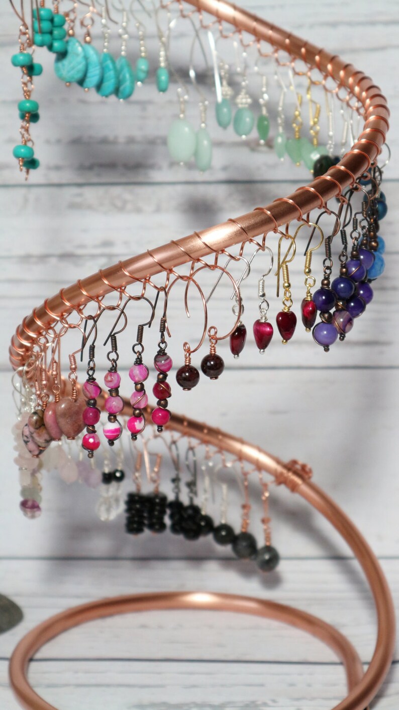 Copper Spiral Earring Display Stand Cascade Holds 60 Etsy UK