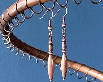 Rainbow Haematite Earrings ~  Boho Chic ~ Long Earrings ~ Bare Copper Jewellery ~ Christmas Gift ~ Genuine Gemstone ~ Gemstone Earrings