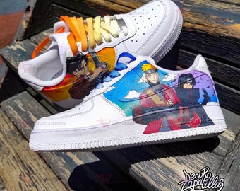 Attack On Titan X Naruto AF1 Zapatos personalizados, Zapatos pintados a mano personalizados, Zapatos AF1 goteo, Marca personalizada AF1, Dibujos animados AF1