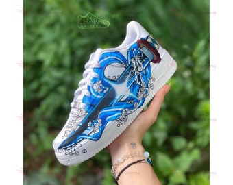 Demon Slayer Kimetsu No Yaiba - Giyu AF1 Custom Schuhe, Custom Handgemalte Schuhe, Schuhe AF1 Tropfen, Marke Custom AF1, Cartoon AF1