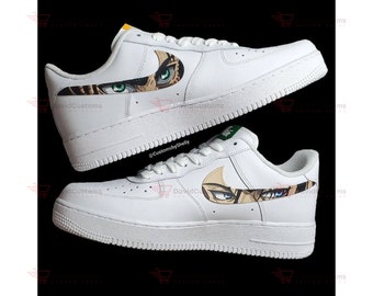 Ataque a los Titanes - Zapatos personalizados Eren X Levi AF1, zapatos pintados a mano personalizados, goteo de zapatos AF1, AF1 personalizado de marca, AF1 de dibujos animados