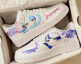 Genshin Impact - Zapatos personalizados Raiden Shogun X Ayaka AF1, zapatos pintados a mano personalizados, goteo de zapatos AF1, AF1 personalizado de marca, AF1 de dibujos animados