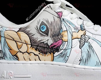 Dämonentöter Kimetsu No Yaiba – Tanjizo X Inosuke AF1 individuelle Schuhe, individuelle handbemalte Schuhe, Schuhe AF1 Tropfen, Marke Custom AF1, Cartoon AF1