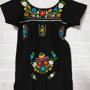 Girl Mexican Peasant Dress Hand Embroidered Various Colors 100% Cotton ...