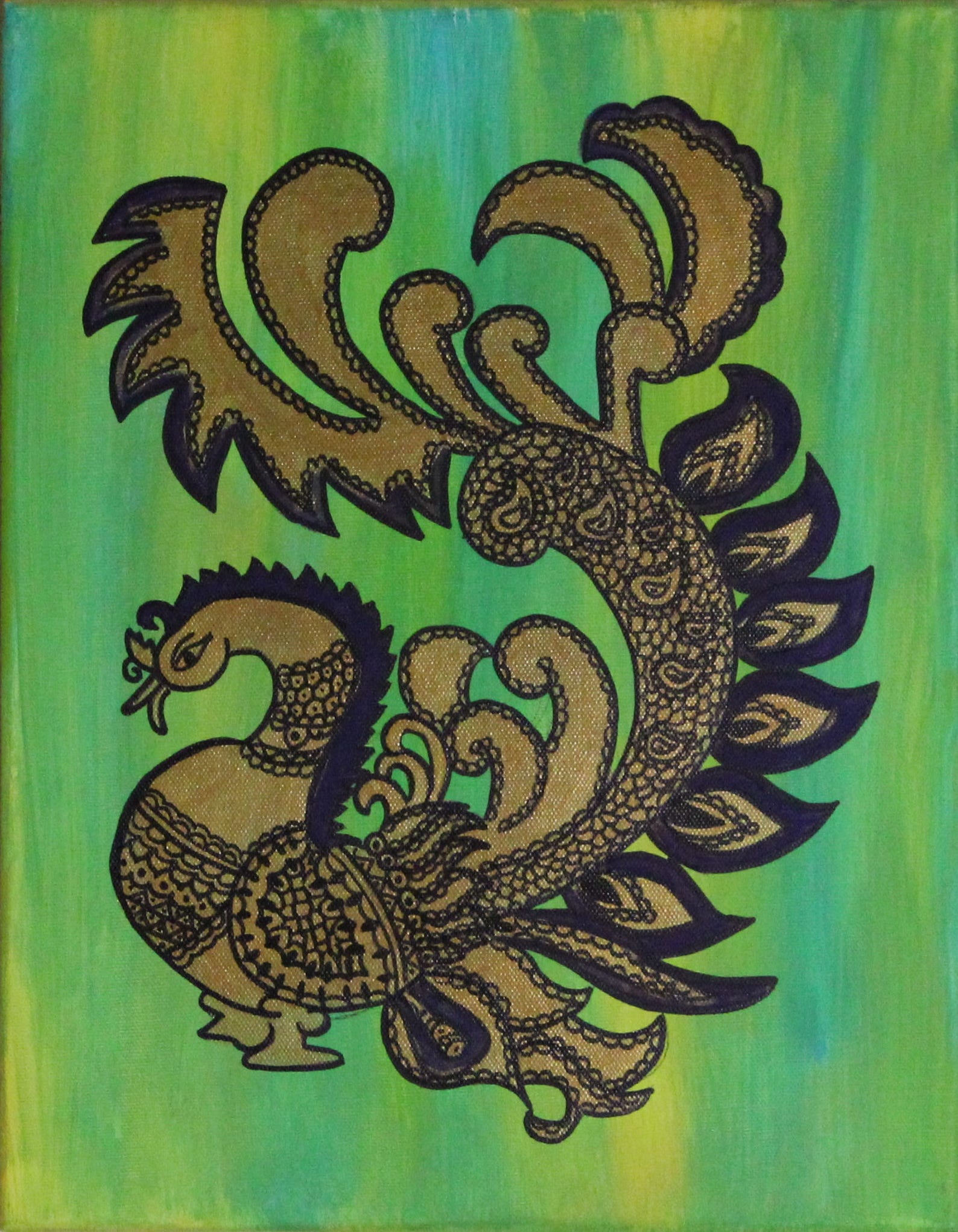 Peacock Wall Painting With Acrylic Etsy