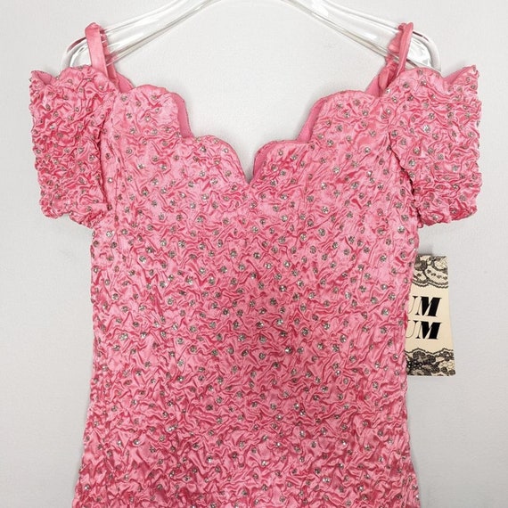 Vintage Zum Zum Pink Off The Shoulder Mini Ruched… - image 4