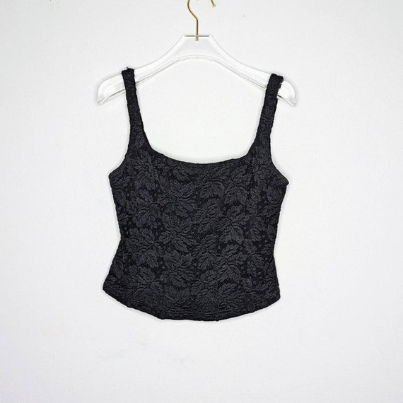 Cosabella Vintage Black Lace Cropped Tank Top Str… - image 1