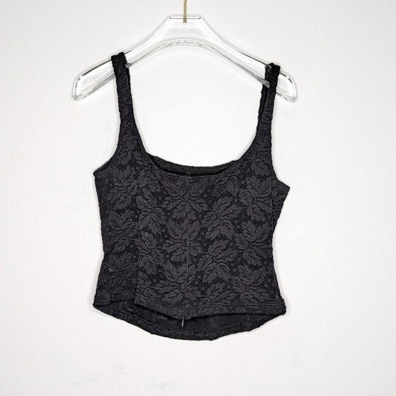 Cosabella Vintage Black Lace Cropped Tank Top Str… - image 2