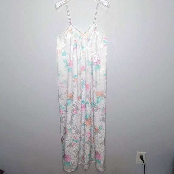 Mary McFadden Vintage White Satin Floral Print Ma… - image 10