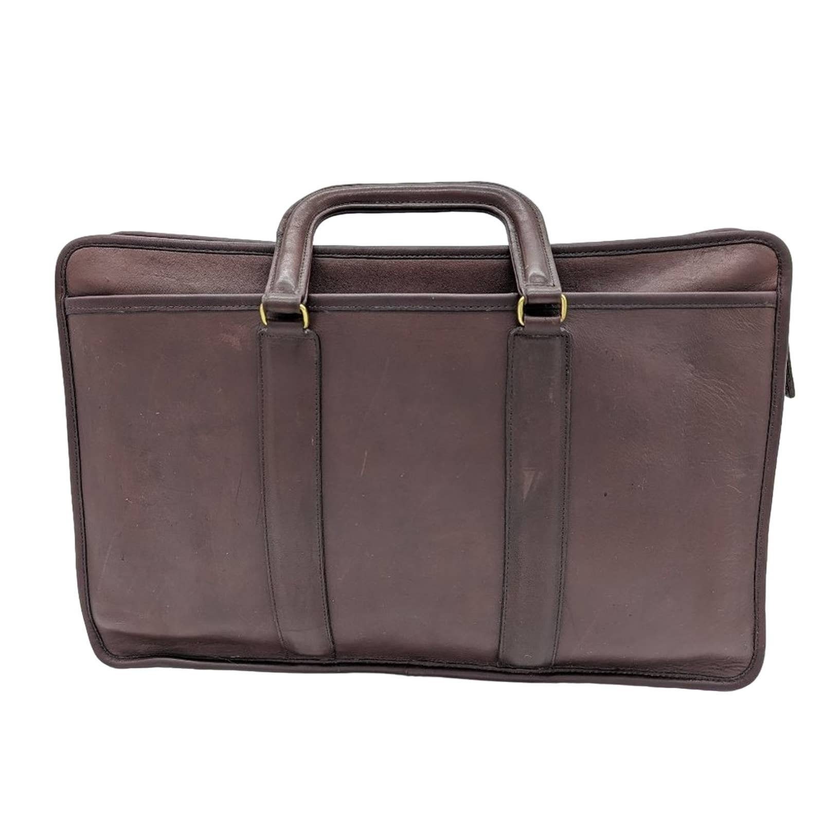 バッグ Coach Vintage Business Case Leather Coach Vintage Embassy Briefcase Mahogany Brown Leather Zip