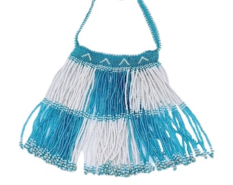 Gargantilla estilo babero con flecos y cuentas de vidrio estilo vintage