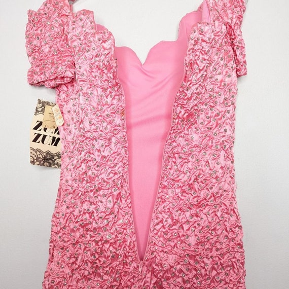 Vintage Zum Zum Pink Off The Shoulder Mini Ruched… - image 5