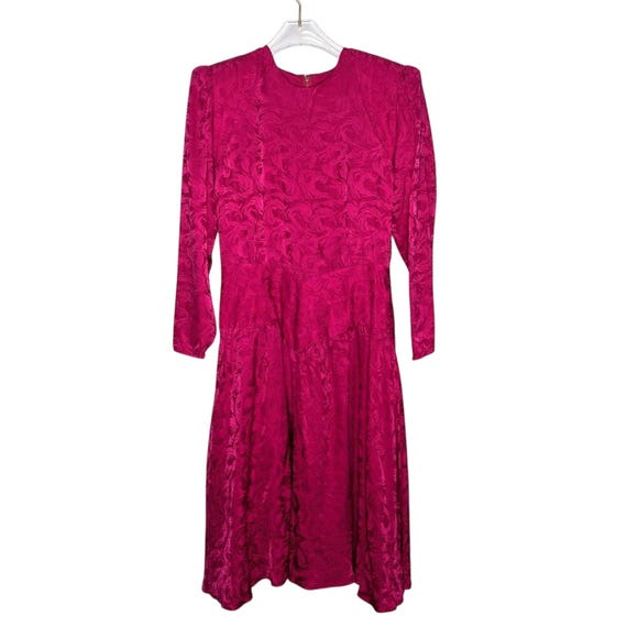 argenti silk dress 1980s Argenti purple silk wrap dress with ruffles glamour size 8 beaded  accent