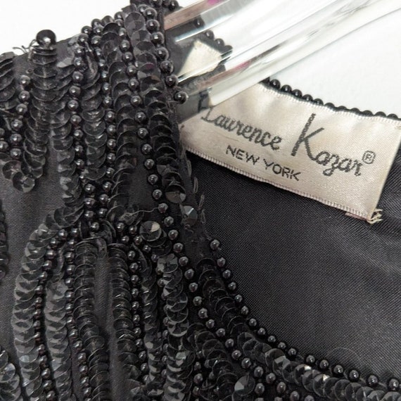 Laurence Kazar Vintage Black Beaded Sequin Party … - image 8
