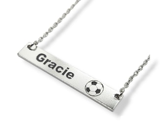 Personalized Soccer Necklace: Engraved Name, Team Jewelry