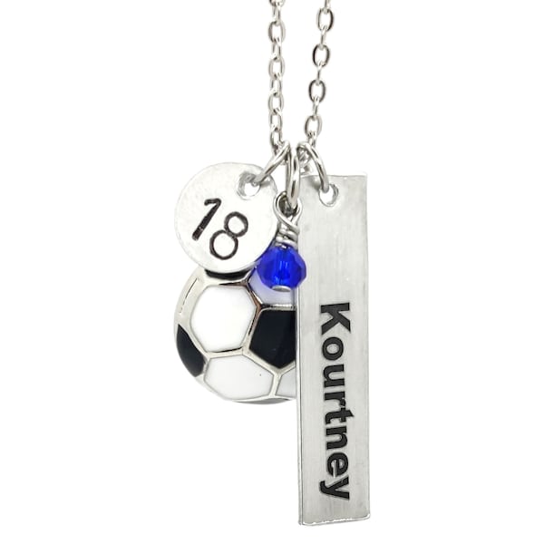 PERSONALIZED TEAM SOCCER Necklace, Soccer Gifts for Her, Custom Name Soccer Necklace, Makes Great End of Season Gift!